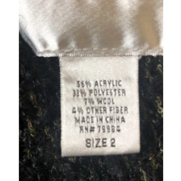 Vtg. Chicos Cardigan Sweater Duster Long Knit Open Front Pockets Brown Black | L - Picture 5 of 16